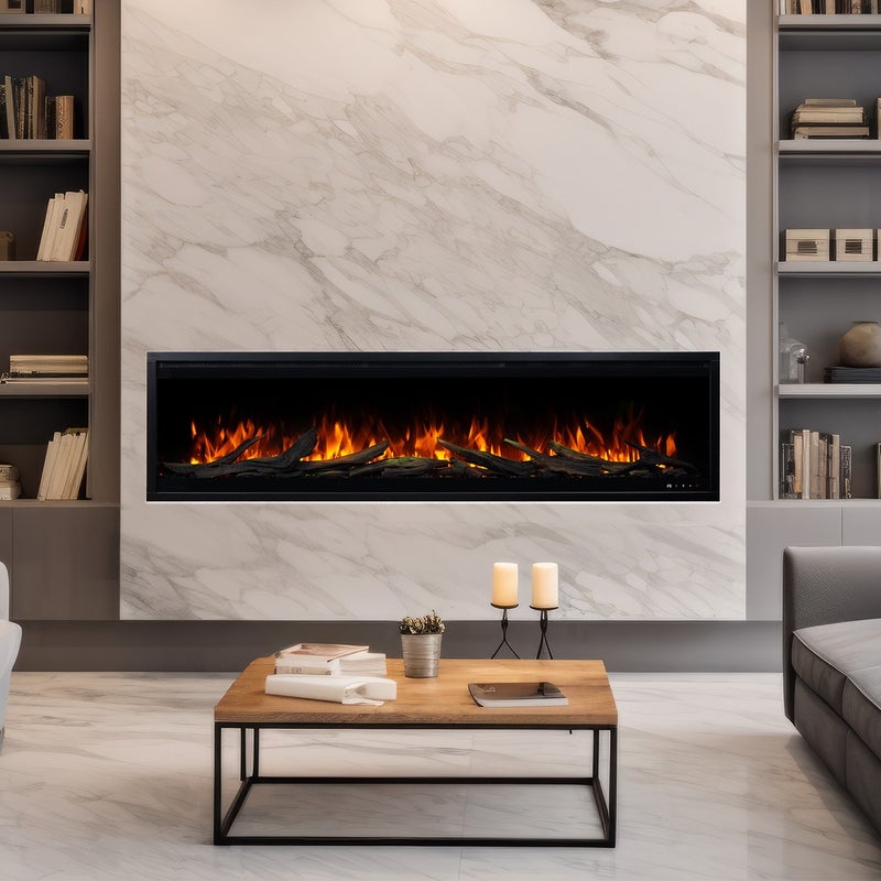 Opinie o Kominek elektryczny  Royal 3D 100 - ogień premium - na ścianę i do zabudowy - 100x48x22 cm - dekoracyjny kominek LED z grzaniem 750/1500 W