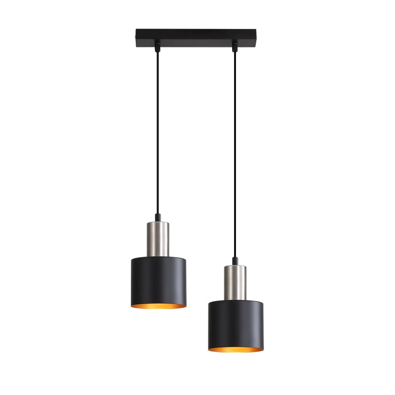 NETTLIFE Lampa wisząca do jadalni E27 Vintage Lampa wisząca 2 żarówki Czarny Złoty