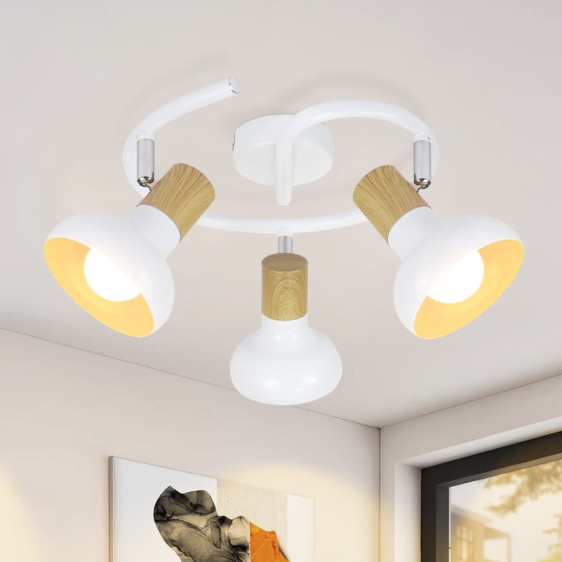 NETTLIFE Vintage sufitowy Reflektorowa E14 wewnętrzny 350° regulowany biały bez żarówki industrialny 3 lampy okrągły
