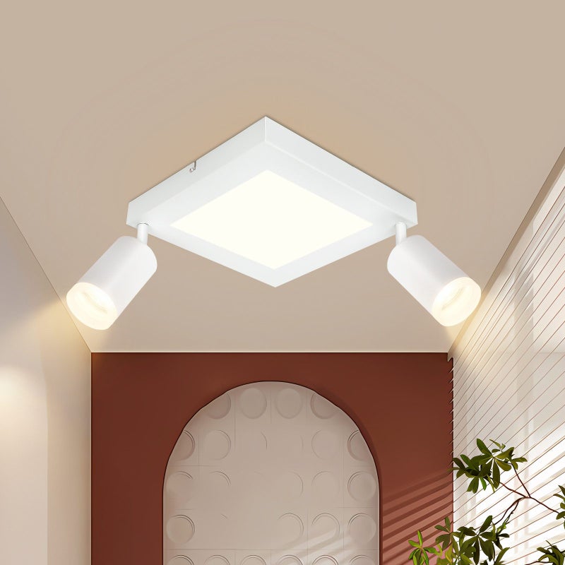 NETTLIFE Kwadratowy Reflektorowa sufitowy GU10 3000k Ciepła biel 20W Lampa do sypialni Regulowana 350° Ciepła biel