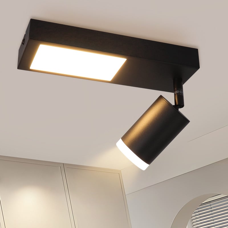 NETTLIFE Reflektorowa sufitowy 1 żarówka GU10 sypialnia 3000k 20W lampa kuchenna czarny ciepły biały regulowany