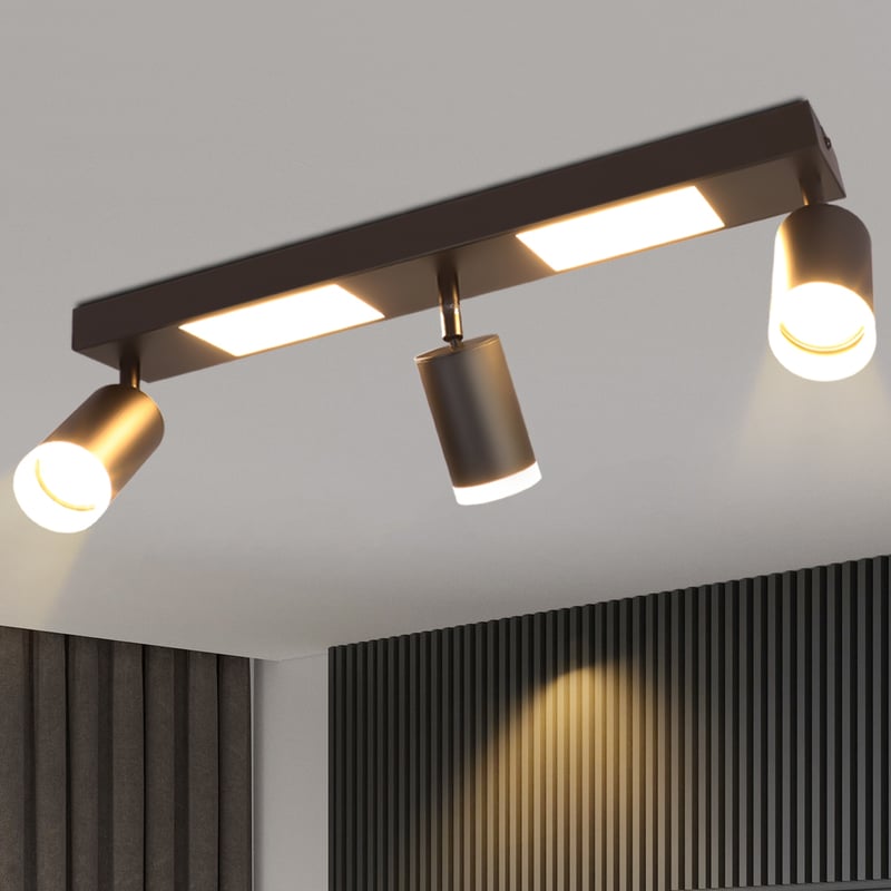 NETTLIFE Reflektorowa sufitowy 3 żarówki GU10 sypialnia 3000k 20W lampa kuchenna czarny ciepły biały, regulowany