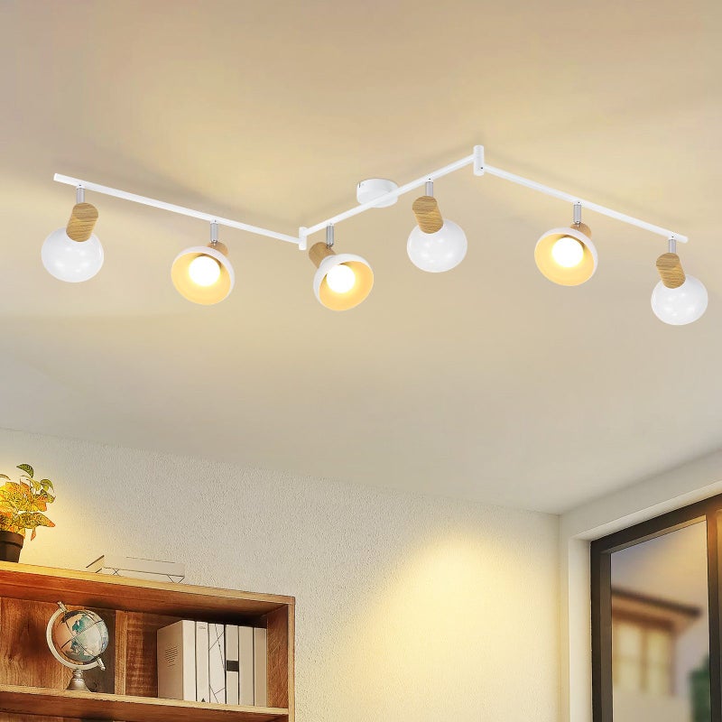 NETTLIFE Vintage E14 Reflektorowa sufitowy do wnętrz 350° Regulowany Biały Obrotowy 350° Przemysłowy 6 Płomieni