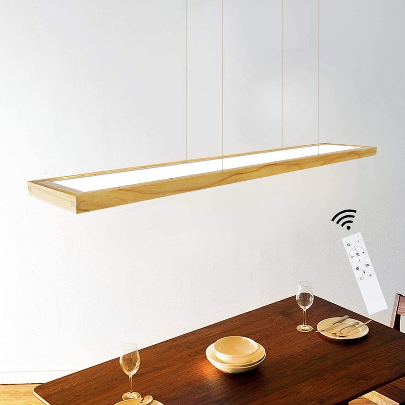 NETTLIFE Lampa wisząca do jadalni, drewno, 38 W, ściemniana, z pilotem, 100 CM, lampa wisząca LED