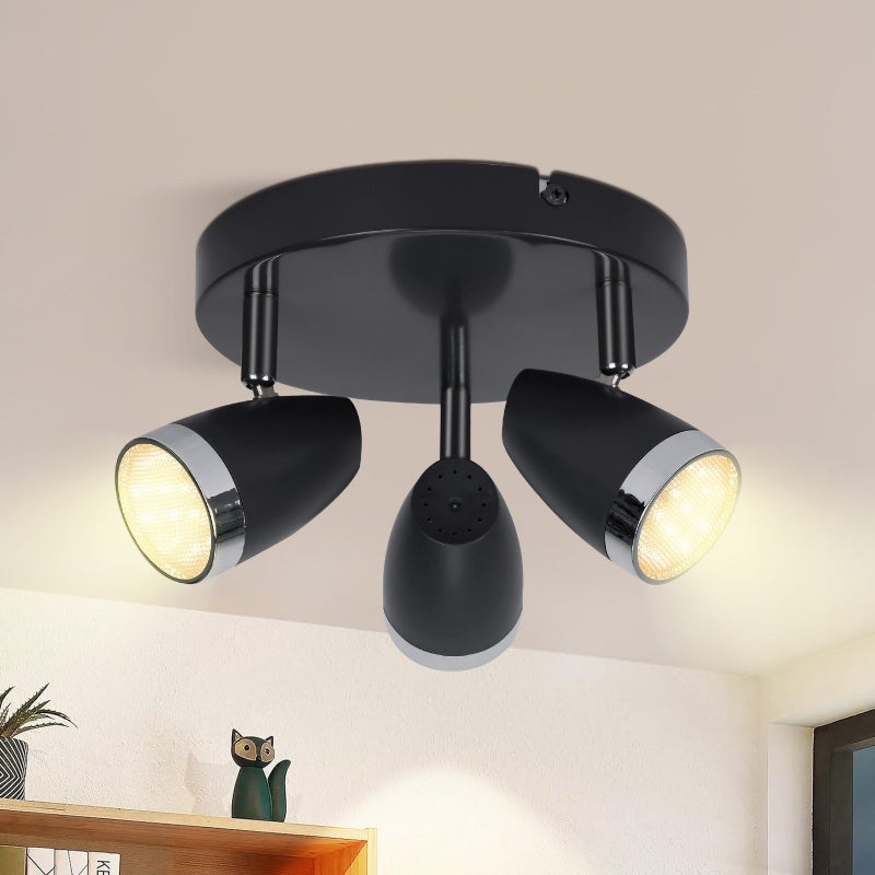 NETTLIFE Reflektorowa sufitowy LED 3 żarówki nowoczesny 4W czarny 3000K regulowany 350°