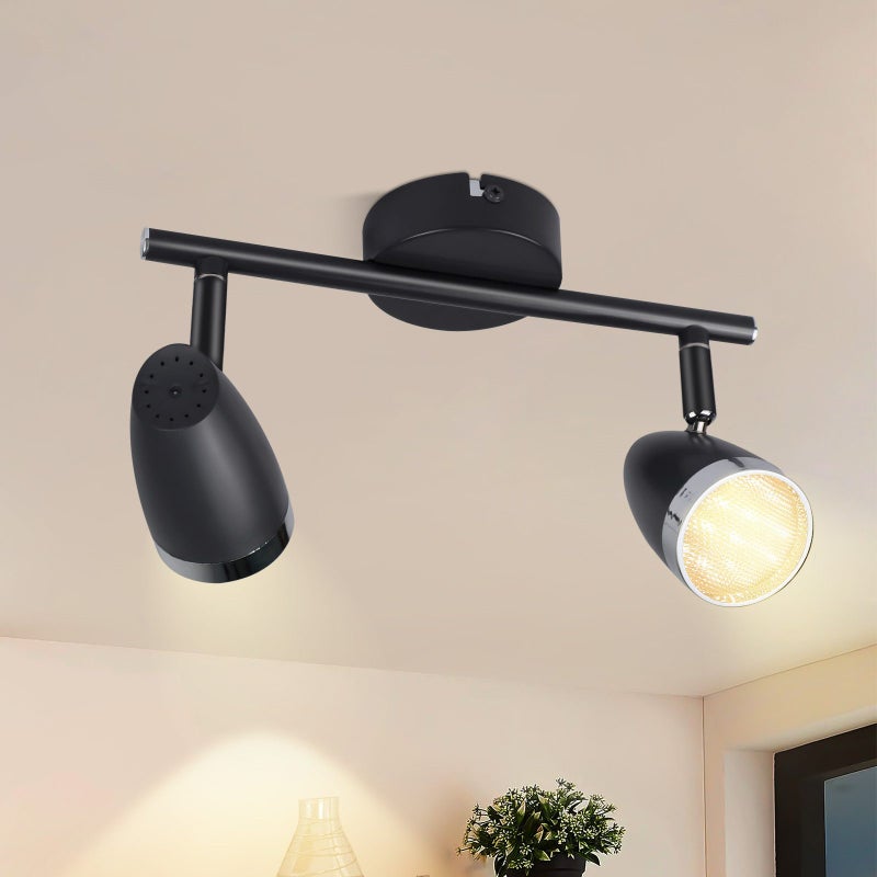 NETTLIFE Reflektorowa sufitowy LED 2 żarówki nowoczesny 4W czarny 3000K regulowany 350°
