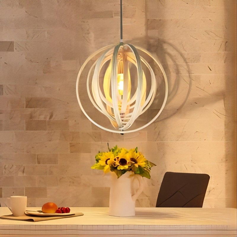 Nettlife Lampa wisząca E27, drewniany żyrandol, biały, styl wiejski (country), Vintage