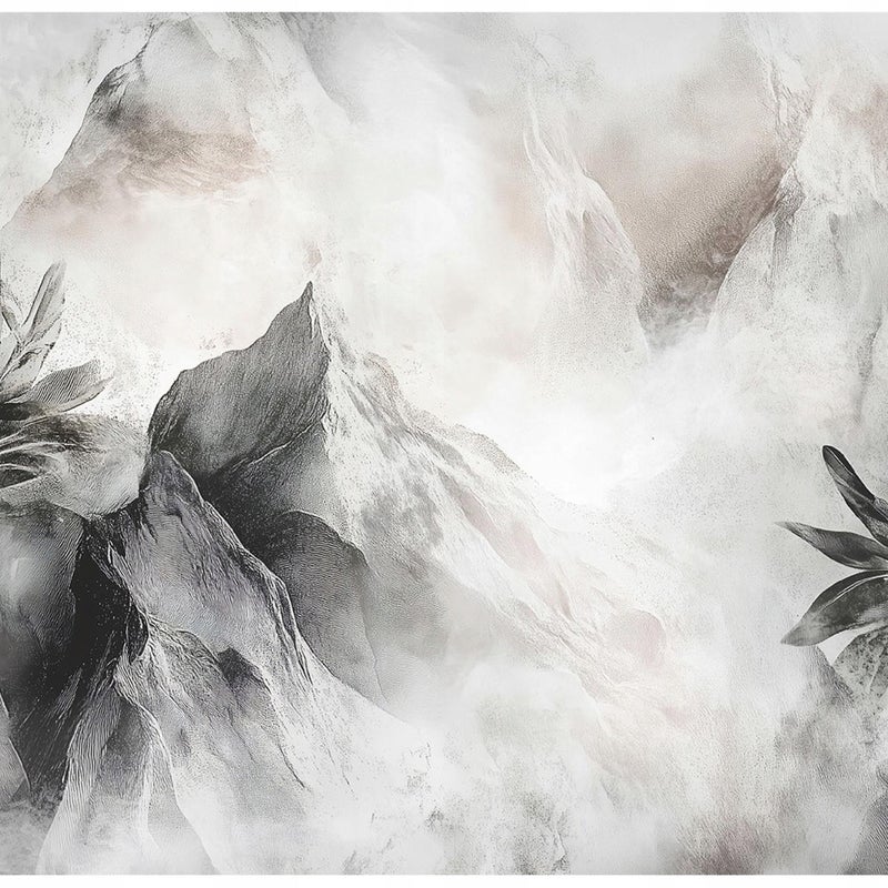 Fototapeta Liście Abstrakcja Beton Szary 300x210 cm Tapeta Do Sypialni Salonu Kuchni Na Flizelinie
