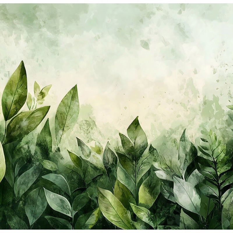 Fototapeta Liście Zielony Dżungla Natura Beton 250x175 cm Tapeta Do Sypialni Salonu Kuchni Na Flizelinie