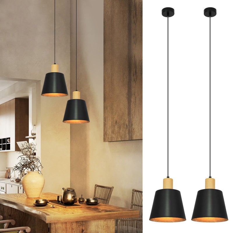 NETTLIFE Vintage Lampa wisząca do jadalni 2x Czarna lampa wisząca Industrialna lampa wisząca E27 Metal Retro