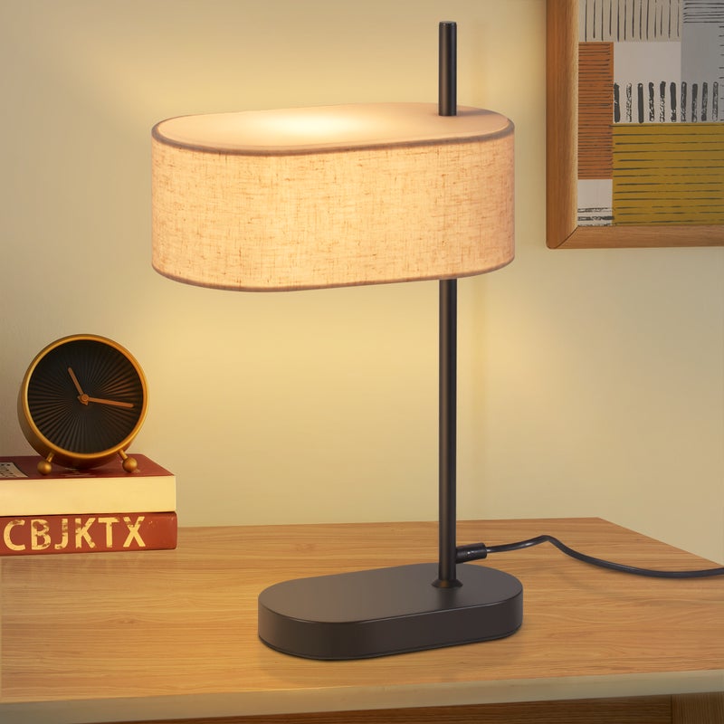 NETTLIFE Lampka nocna do sypialni, zabytkowa lampa stołowa - 44,5 cm E14 czarna pościel z wyłącznikiem retro