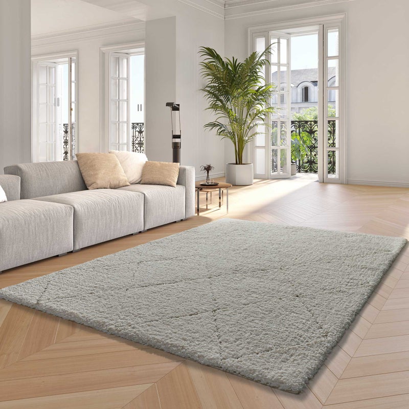 ATESA shaggy biały prostokątny dywan do wnętrz 160 x 230 cm - ATTICGO