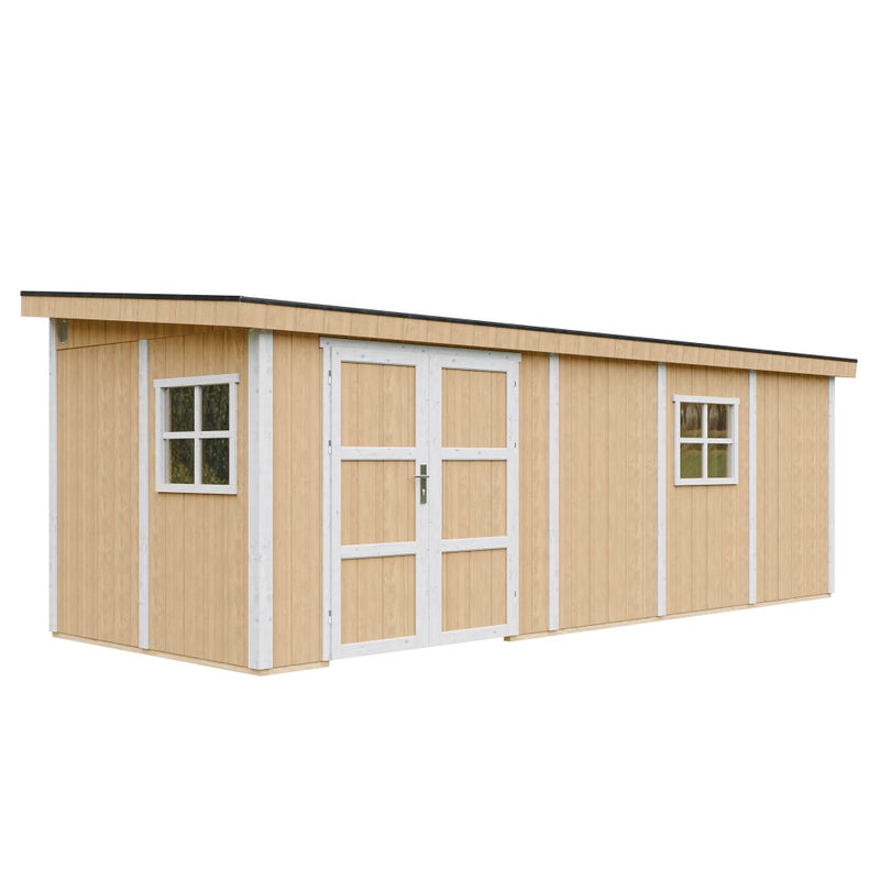 Szopa ogrodowa najwyższej jakości 14,3 m² - wys. 231 x 248 x 648 cm - bez podłogi i ścian bocznych - Timbela M941B-HARVEST HONEY