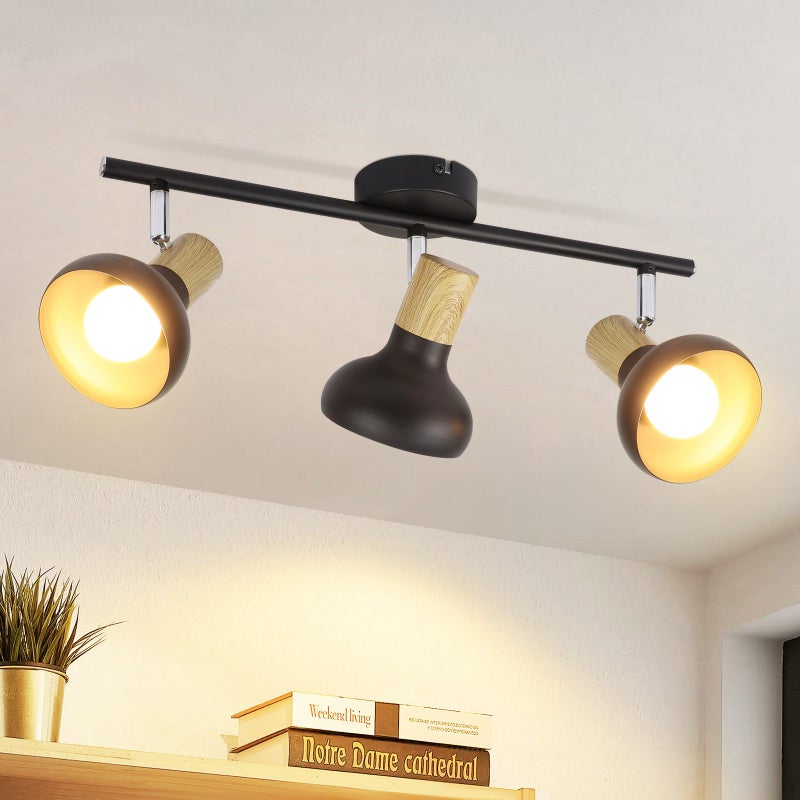 NETTLIFE 3-płomieniowy Reflektorowa sufitowy E14 350° regulowany vintage lampa sufitowa do przedpokoju salonu