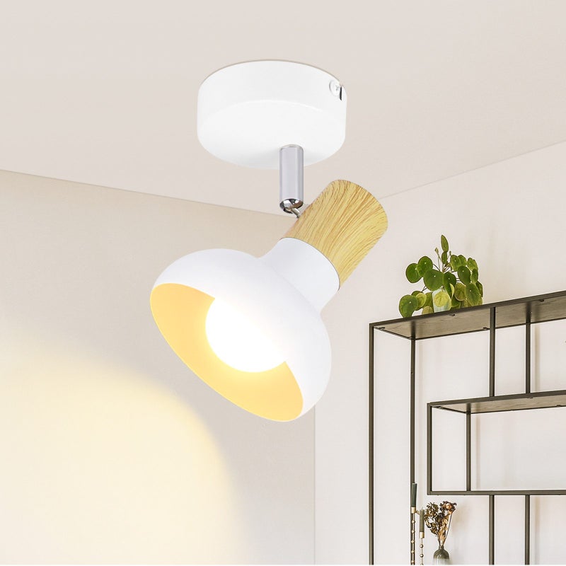 NETTLIFE Reflektorowa sufitowy 1 płomień biały lampa sufitowa industrialny korytarzowy Reflektorowa E14 wnętrze 350° regulowany