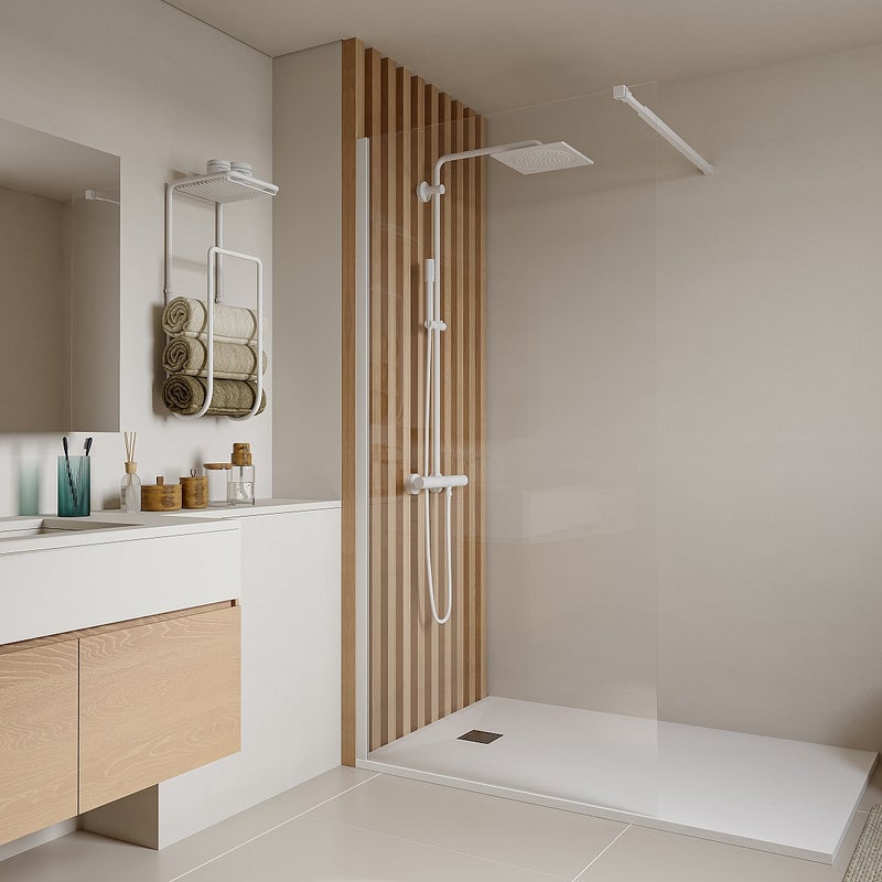 Ścianka prysznicowa do kabiny walk-in - Biały mat - 120 x 200 cm - DAREN