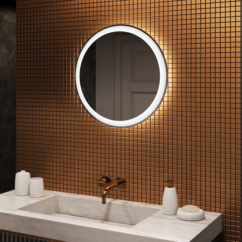 Lustro z oświetleniem LED do łazienki 70x70 cm Lustro ścienne z oświetleniem Chłodna biel 6500K