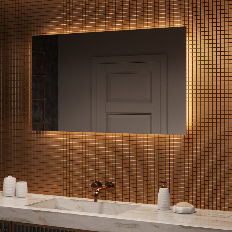 Lustro z oświetleniem łazienkowym LED (120x70cm) Jasne lustro LED z oświetleniem (LED058) Chłodna biel 6500K