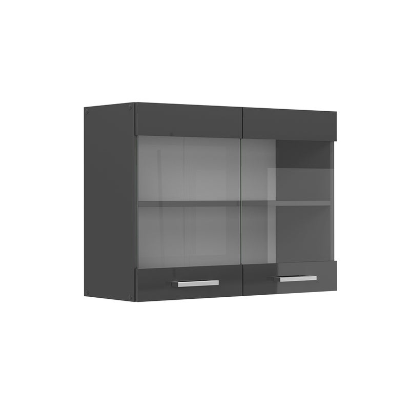 Vicco Szklana szafka kuchenna R-Line, Antracyt wysoki połysk, 80 cm