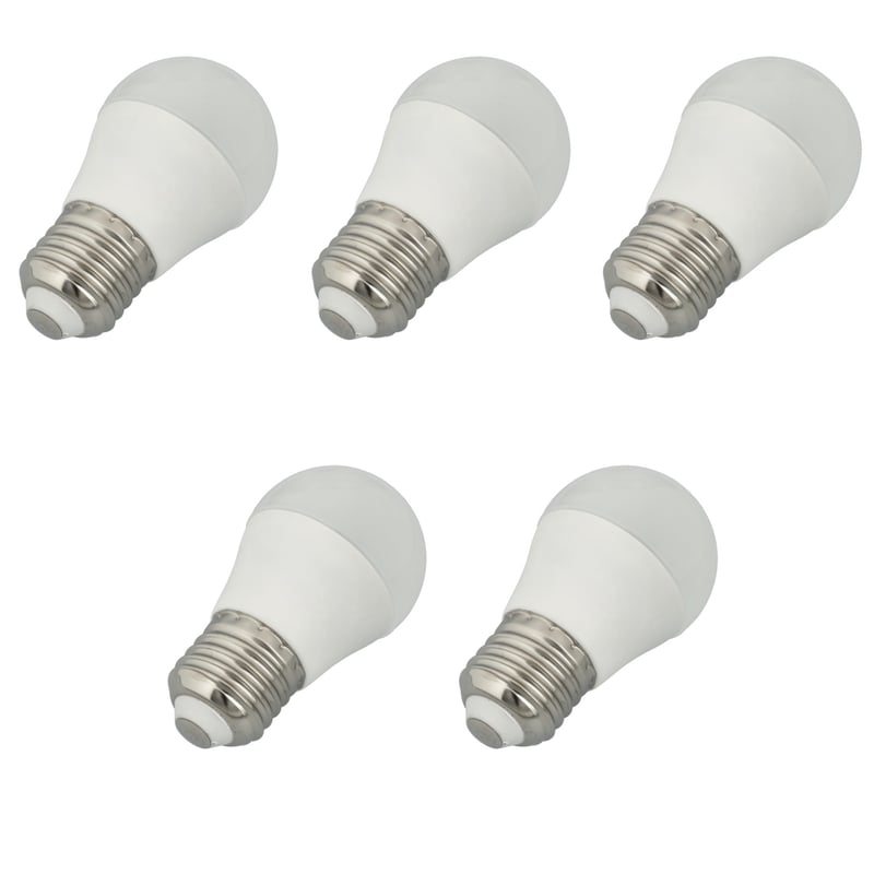 Zestaw x5 mini żarówek LED G45, gniazdo E27, 7W, ciepła biel 3000k