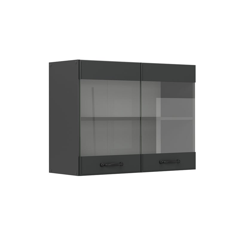 Vicco Szklana szafka kuchenna R-Line, Antracytowy domek wiejski, 80 cm
