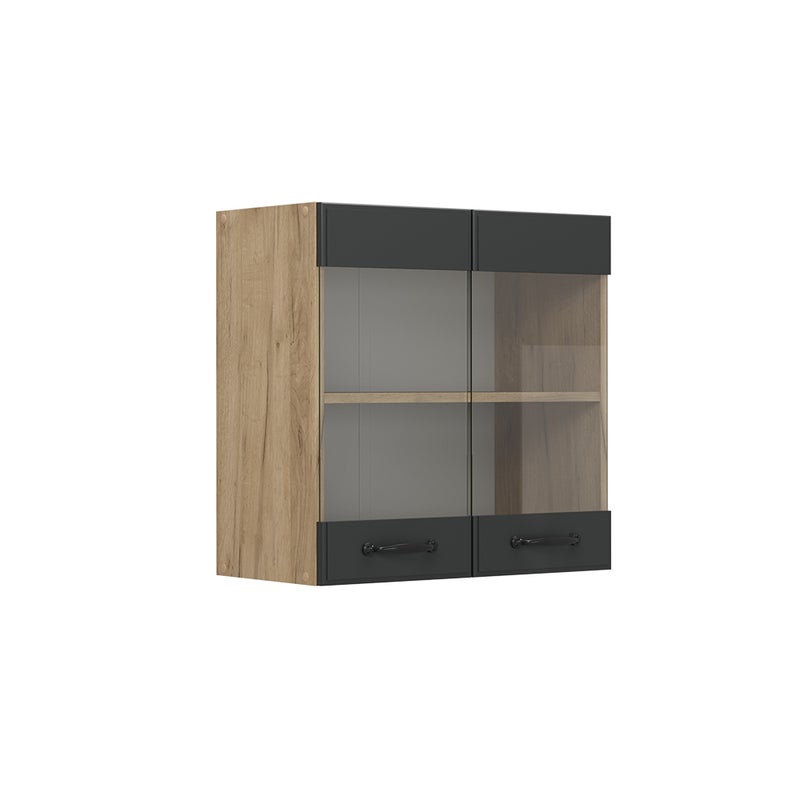 Vicco Szklana szafka kuchenna R-Line, Antracytowy domek wiejski, 60 cm