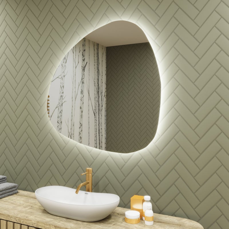 Lustro z oświetleniem łazienkowym LED (74x74cm) Jasne lustro LED z oświetleniem (JAJ221) Chłodna biel 6500K