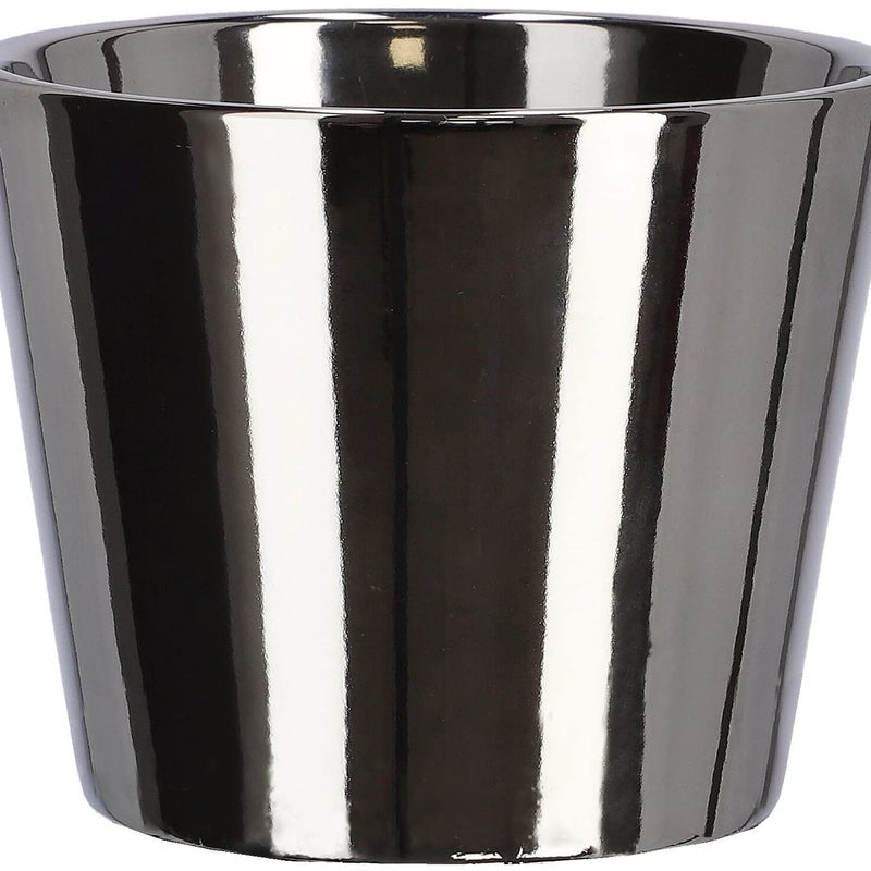 Donica doniczka srebrna osłonka 11 cm ceramika szkliwiona roślina dekoracja - KOTARBAU