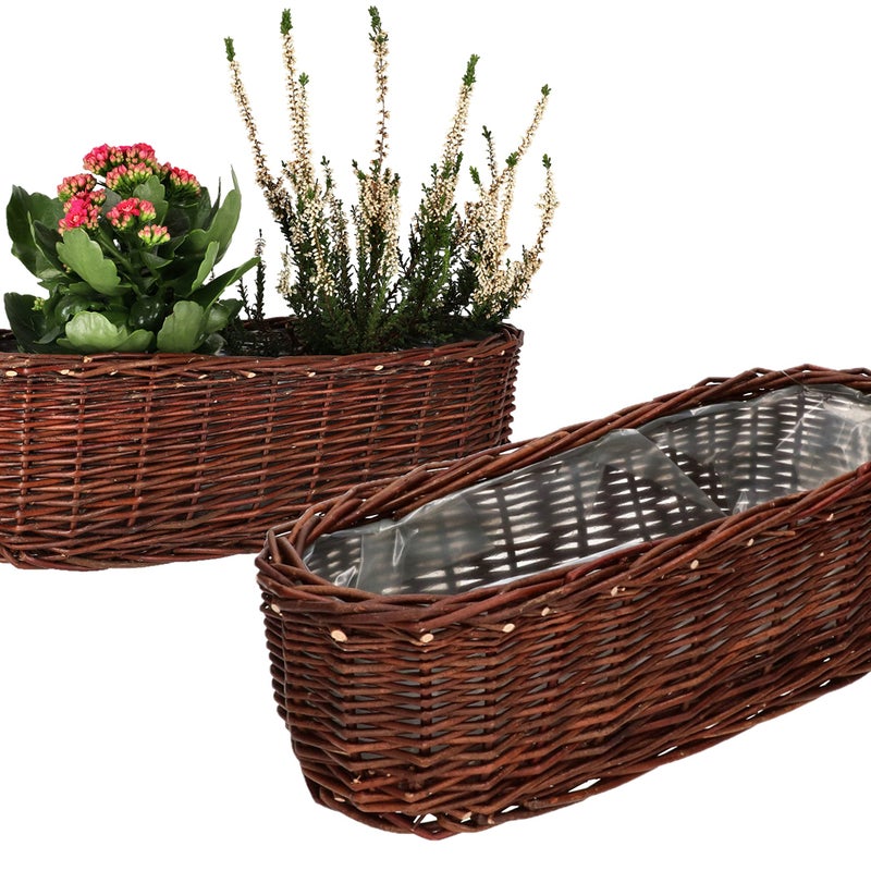Zestaw 2 doniczki osłonki wiklinowe koszyk na kwiaty - 40 cm - KOTARBAU