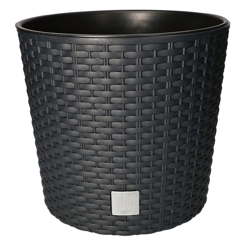 Doniczka rattan okrągła z wkładem antracyt 250x224 mm - KOTARBAU