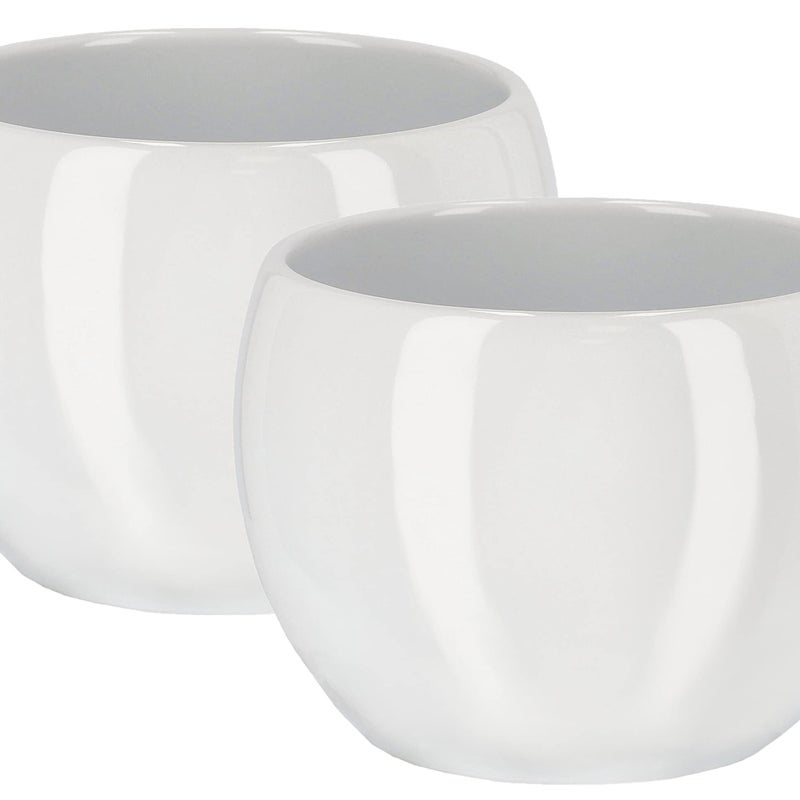 Zestaw 2x doniczka donica osłonka ceramiczna fi 10 na kwiaty rośliny biała - KOTARBAU