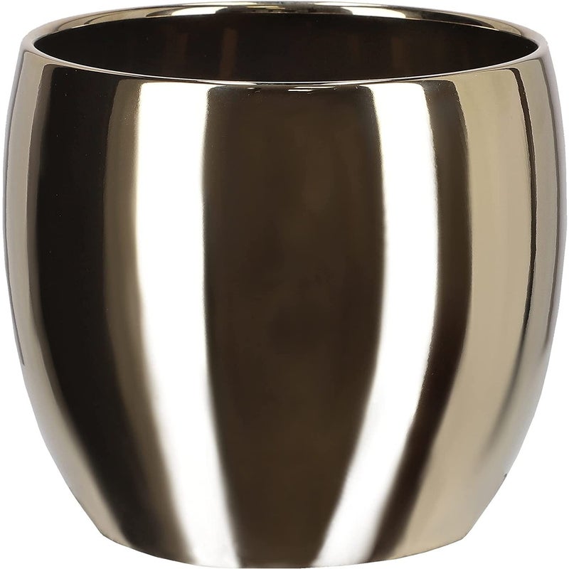 Donica doniczka osłonka 12,5 cm złota ceramika szkliwiona dekoracja glamour - KOTARBAU