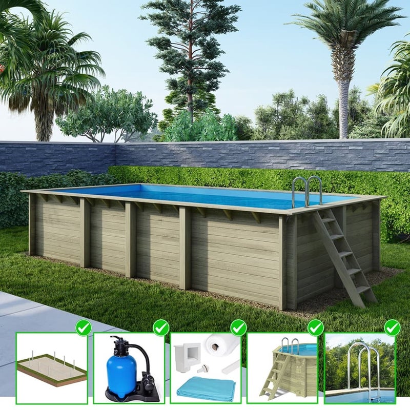 Basen drewniany Aqua ALTANKA 7x3,75 - H.1,45 m - na ramie bez betonowania BAS7308OSPU, 1szt.
