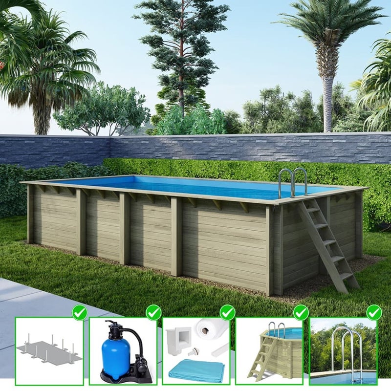Basen drewniany Aqua ALTANKA 7x3,75 - H.1,45 m ze wspornikami przykręcanymi do betonu, BAS7308OSPL, 1szt.
