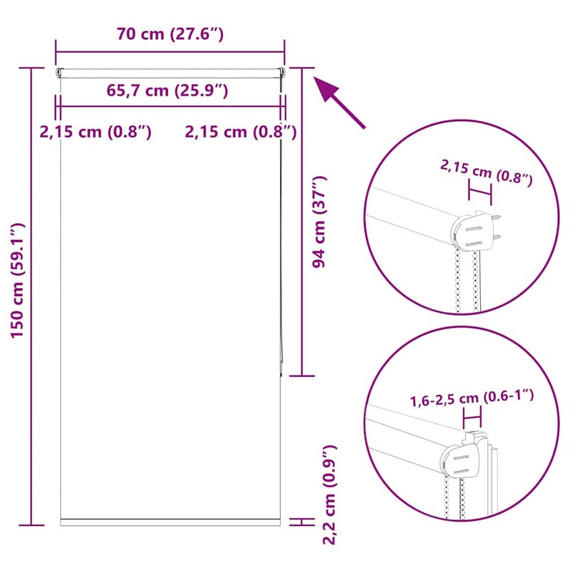 Roleta zaciemniająca beżowa 70x150 cm Szerokość tkaniny 65,7 cm vidaXL