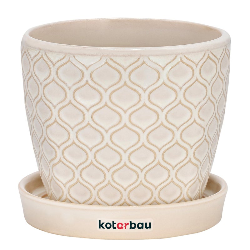 Zestaw 2x doniczka donica osłonka ceramiczna z podstawką na kwiaty fi 12 cm - KOTARBAU
