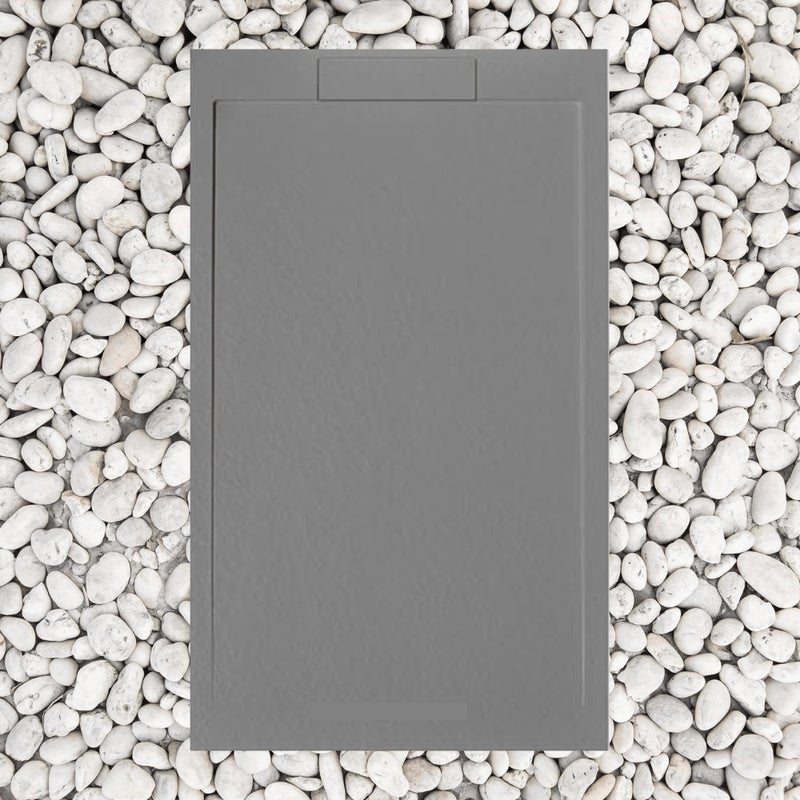 Brodzik PRYSZNICOWY 160X100 cm SZARY Vulcano Line SLIM Z żywicy i proszku marmurowego z kratką boczną Z ŻYWICY MARMUROWEJ - FRASCIO