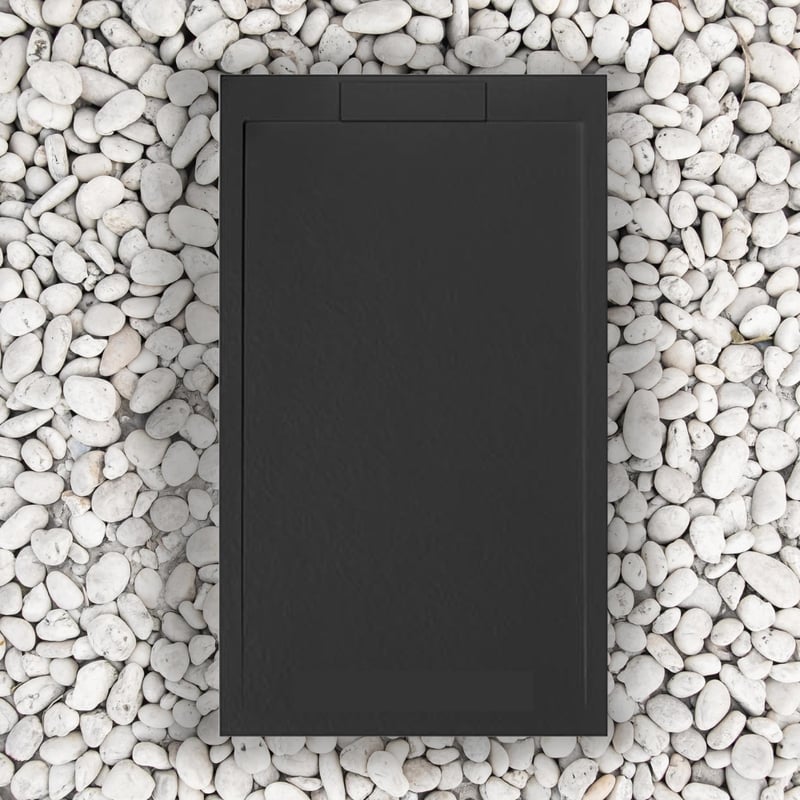 Brodzik PRYSZNICOWY 135X100 cm CZARNY Vulcano Line SLIM Z żywicy i proszku marmurowego z boczną kratką Z ŻYWICY MARMUROWEJ - FRASCIO