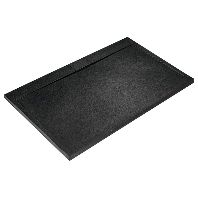 Brodzik 160X90 cm CZARNY Vulcano Line DRY z żywicy i proszku marmurowego z kratką boczną Z ŻYWICY MARMUROWEJ