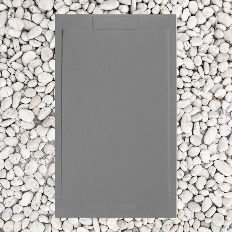 Brodzik 100x70 cm SZARY Vulcano Line SLIM z żywicy i proszku marmurowego z kratką boczną Z ŻYWICY MARMUROWEJ - FRASCIO