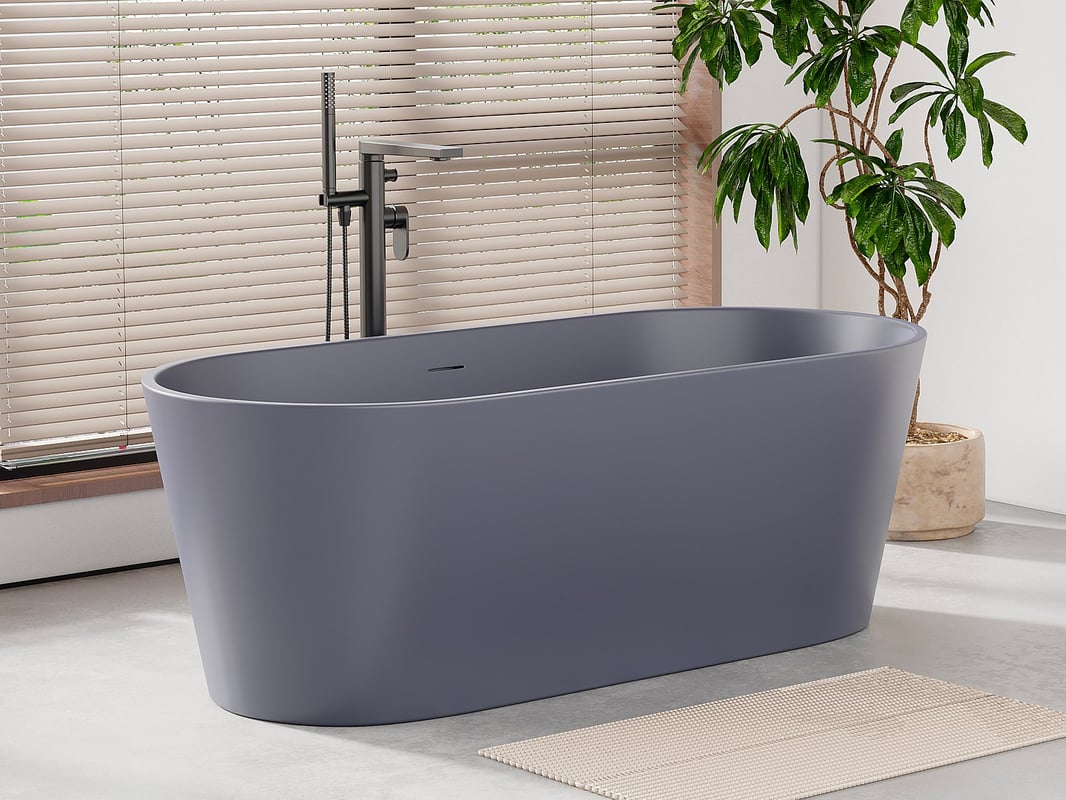 CORCIANO Wanna wolnostojąca owalna - 255 l - 159 x 74 x 56 cm - Niebieski mat - Akryl - LUZECA
