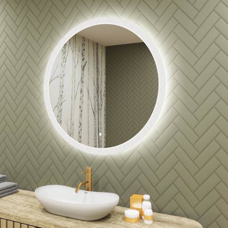 Okrągłe lustro łazienkowe LED Artforma 80 cm, lustro z przełącznikiem dotykowym i wyborem temperatury światła