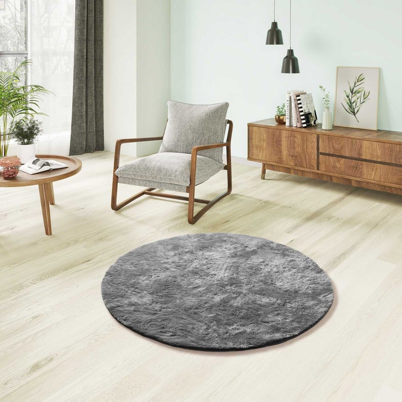 Dywan wewnętrzny antracytowy okrągły śr. 120 cm ROMA shaggy gładki - ATTICGO