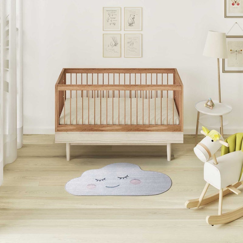 Srebrny zmywalny dywan do wnętrz o nieregularnym kształcie 80 x 120 cm CANDY chmurka dla dzieci - ATTICGO