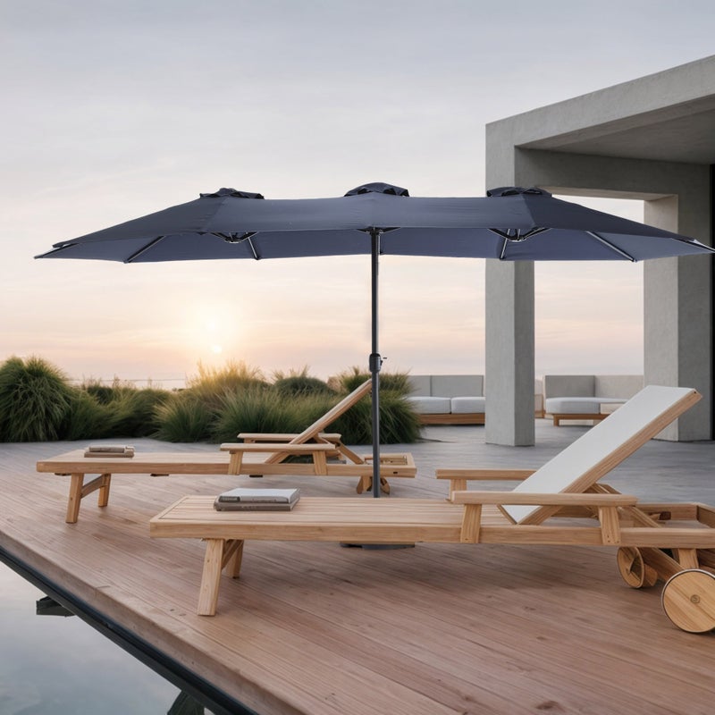 Parasol ogrodowy, parasol balkonowy, podwójny parasol słoneczny, 4,5 × 2,5 × 2,5 m, łatwy w użyciu, system korbowy (bez podstawy)