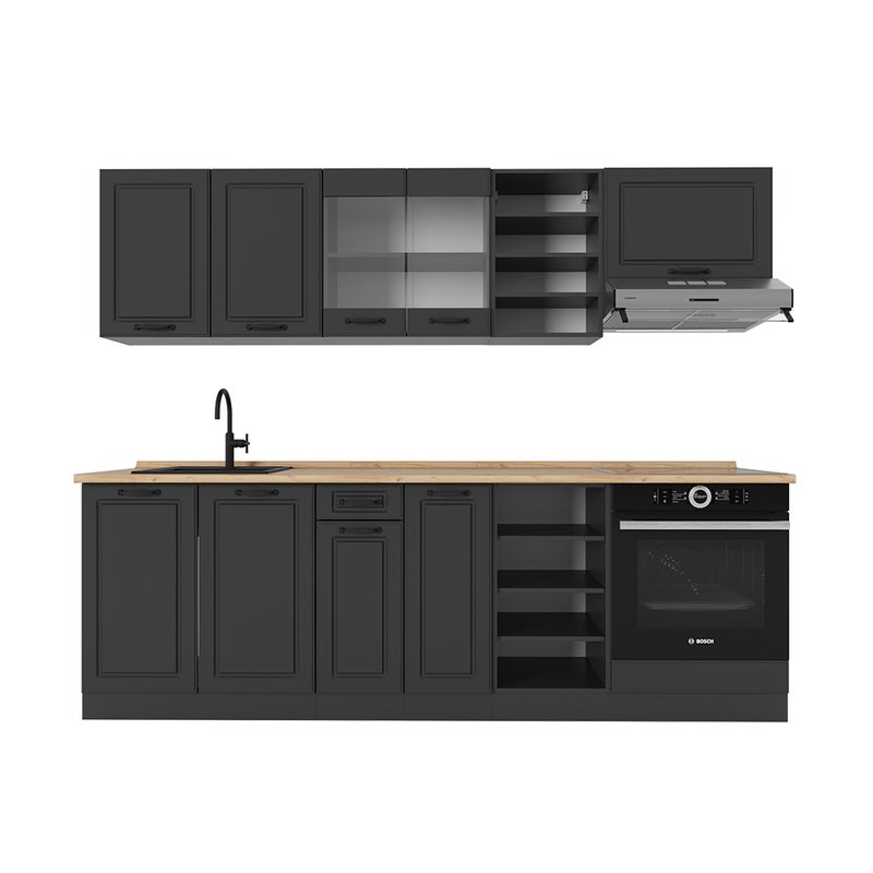 Vicco Zabudowa kuchenna R-Line, Antracytowy dom wiejski/antracyt, 240 cm , BP Dąb