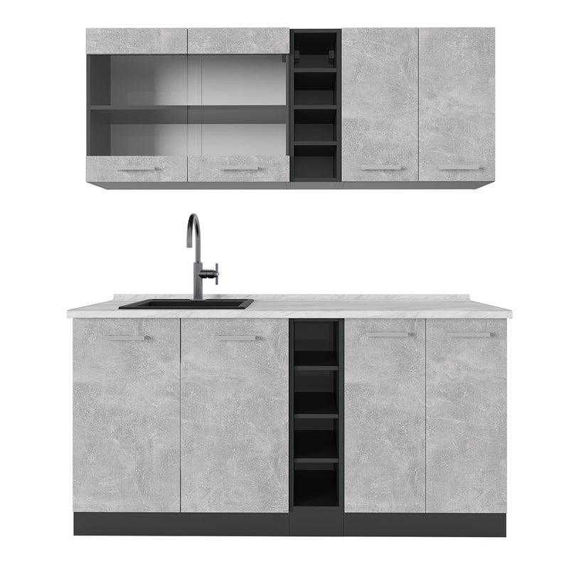 Vicco Pojedyncza kuchnia R-Line, Beton/antracyt, 160 cm , BP Marmur