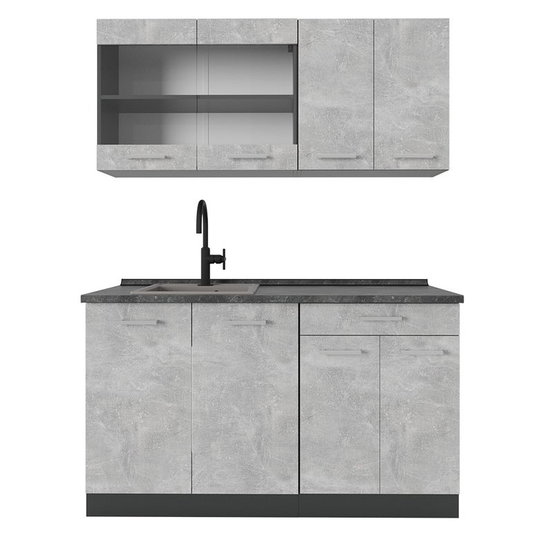 Vicco Pojedyncza kuchnia R-Line, Beton/antracyt, 140 cm , BP Antracyt