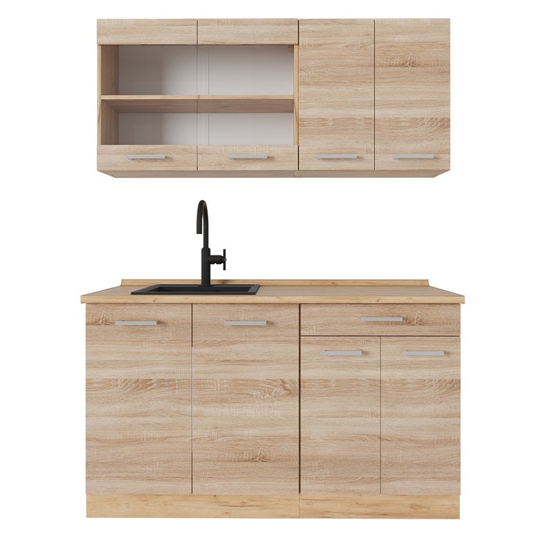 Vicco Pojedyncza kuchnia R-Line, Dąb Sonoma/Goldkraft, 140 cm , BP Dąb