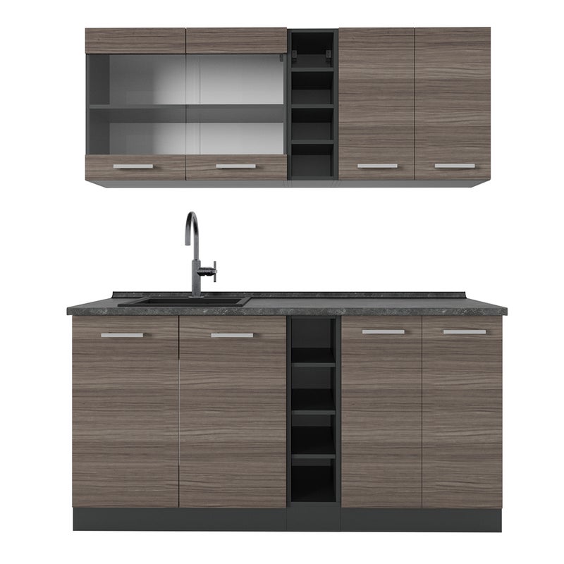 Vicco Pojedyncza kuchnia R-Line, Szlachetny szary/antracyt, 160 cm , BP Antracyt